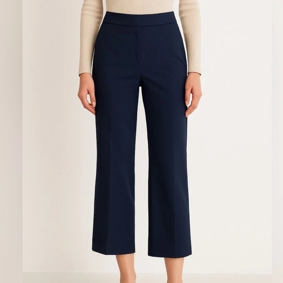 NWT J.Crew Hayden Navy Cropped Trousers, Size 18 - Picture 1 of 13